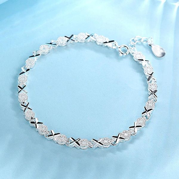 

charm bracelets 2021 fashion cross bracelet handmade manufacture personality creative four-leaf clover bangle for female party jewelry, Golden;silver