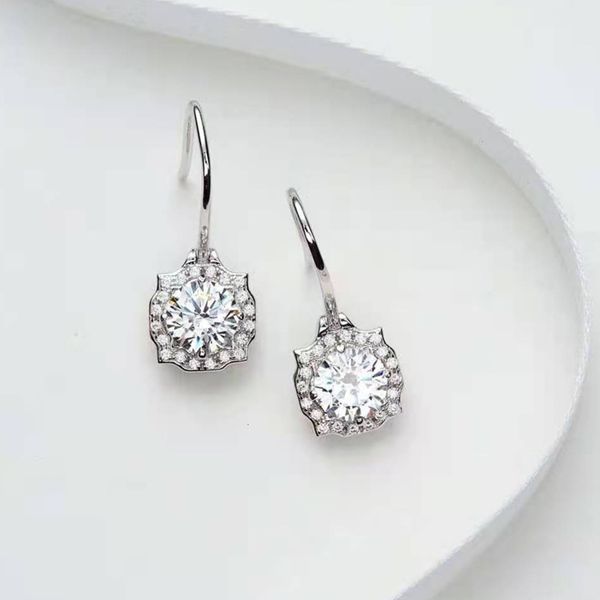 

hbp fashion classic earhook s925 sterling silver ring with diamond high carbon earrings short single drill simple, Golden