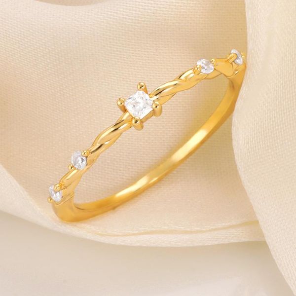 

wedding rings women ring jewelry exquisite romantic slender thin garland crystal engagement anniversary wife gifts bijoux femme, Slivery;golden
