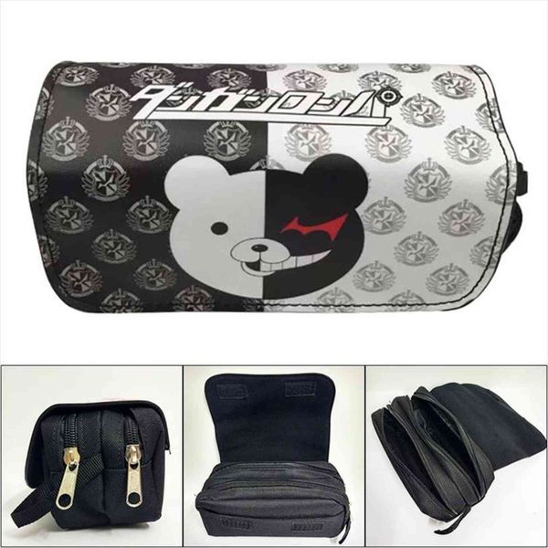 

Cartoon Anime Danganronpa Monokuma Pencil Cosmetic Bag Double Zipper Stationery Case Kids Casual Leather