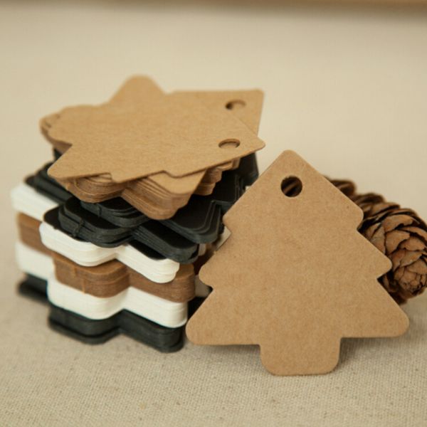 

50 pcs christmas tree gift tags wrap tags kraft paper tag with string blank craft 1223101