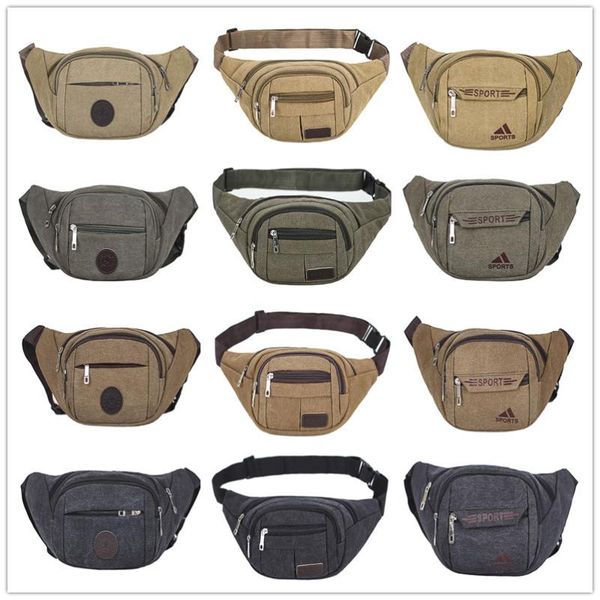 

men's canvas sports waist bags lady casual fashion high capacity storage packs shoulder messenger bag fanny pack