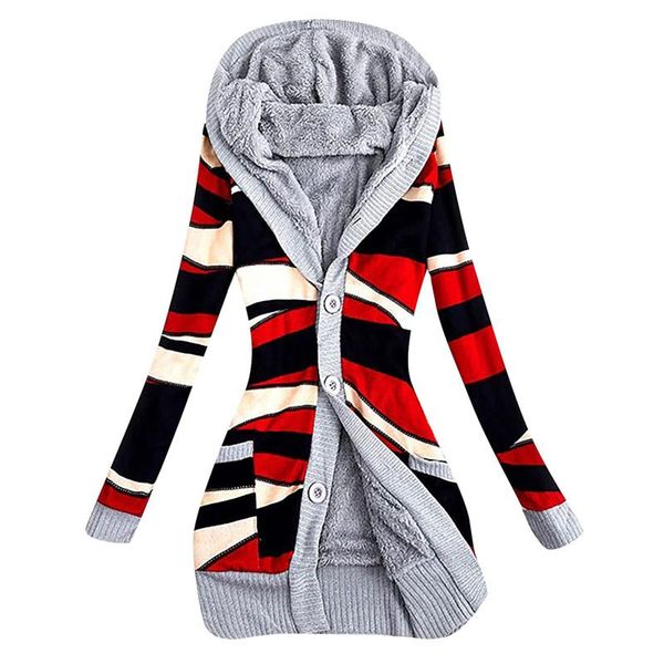 

women's jackets harajuku hoodies women sweatshirts oversized hoodie warm button open hooded sweatshirt long coat jacket woman clothes o, Black;brown