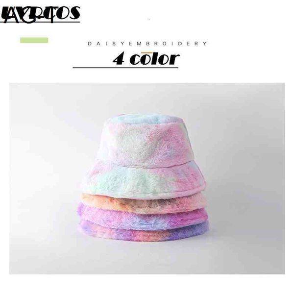 

women hat solid artificial fur warm female cap faux fur winter bucket hat for women outdoor sunscreen sun panama lady cap, Blue;gray
