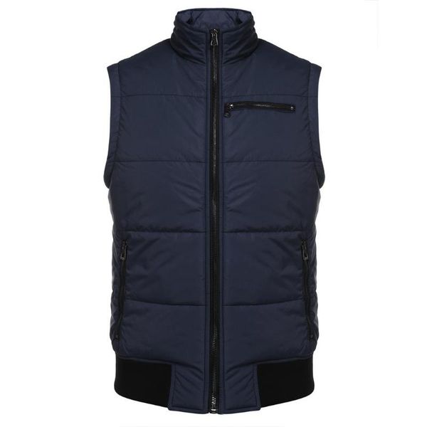 

men's vests men's winter warm stand collar zip up slim zipper casual, outdoors, sports pocket front casual quilted vest, Black;white