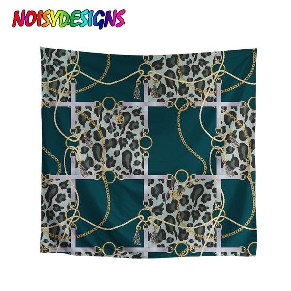 

scarves noisydesigns leopard prints neckerchief for women golden chain printed headband hair female square head scarf ladies, Blue;gray