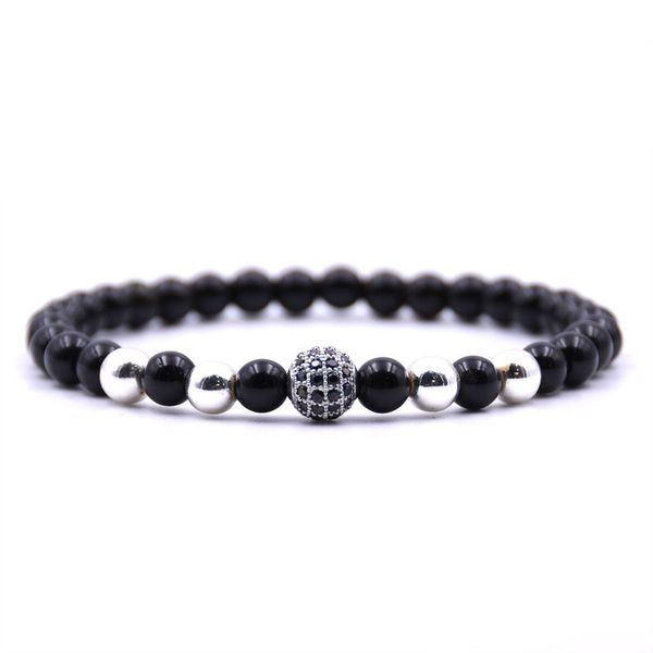 

70% off 6mm copper bead diy bracelet with micro zircon beads, Black