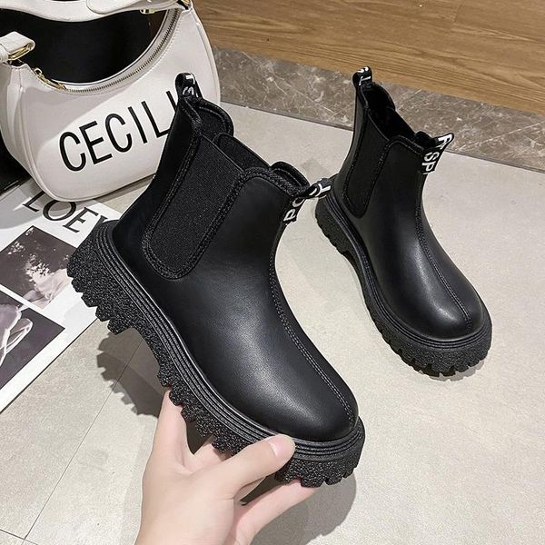 

boots smoke tube women's shoes 2021 autumn winter black short versatile cool botas de mujer