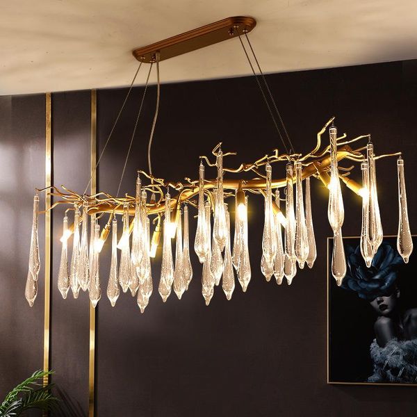 

chandeliers nordic crystal led living room ceiling chandelier lighting staircase long pendant lamp duplex attic decoration light