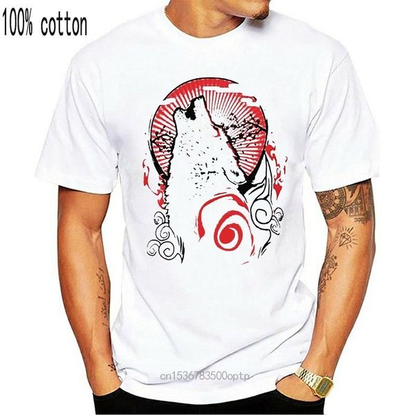 

men's t-shirts of the sun t shirt okami videogames wolf, White;black
