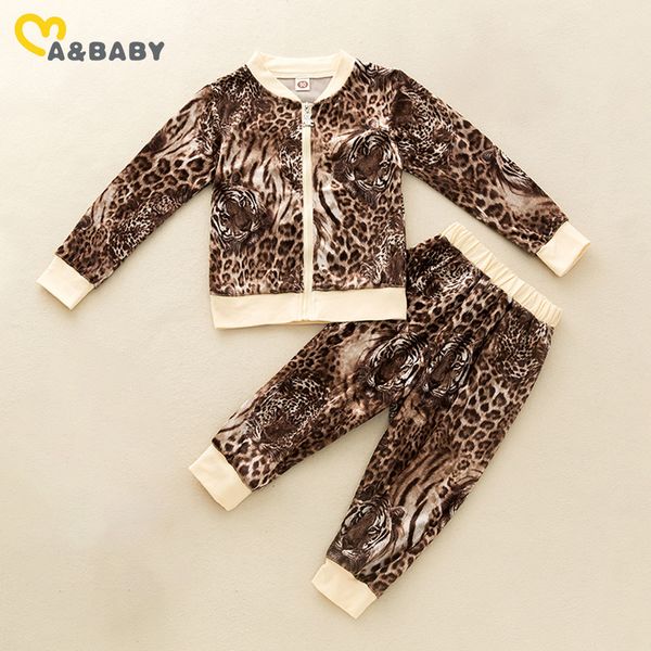 2-7Y малыш для девочек одежда набор одежды тигра печати с длинным рукавом пальто куртка топ брюки наряды детей костюмы 210515