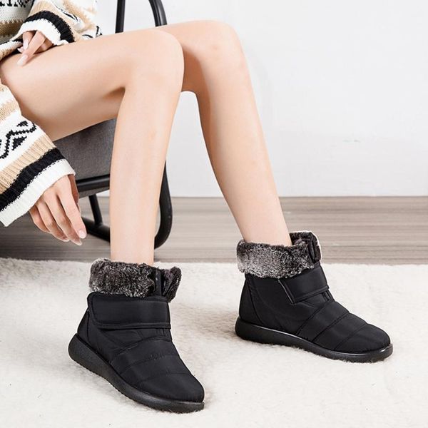 

boots 2021 fashion snow women's non-slip winter fur warm ankle for women down waterproof booties 35-43, Black
