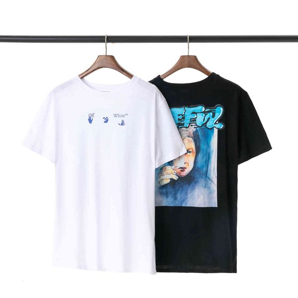 

spring and summer youth off cotton loose cartoon animation daily collarless hoodless white t-shirt short sleeve, White;black