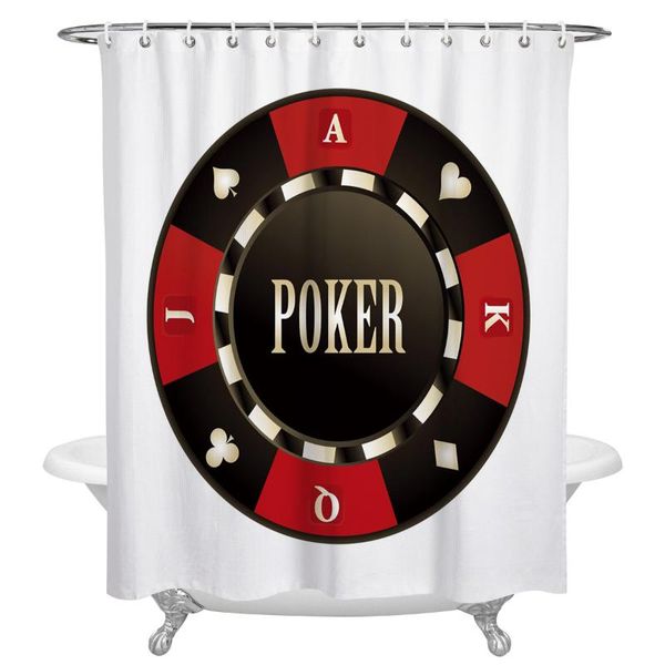 

shower curtains box peach heart poker chip print waterproof polyester bath screen products bathroom curtain home decor