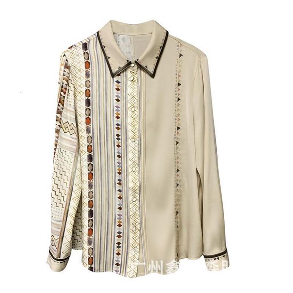 

women's blouses & shirts large size printing stitching shirt women clothes 2021 spring summer casual 3xl ladies long-sleeved lapel busi, White