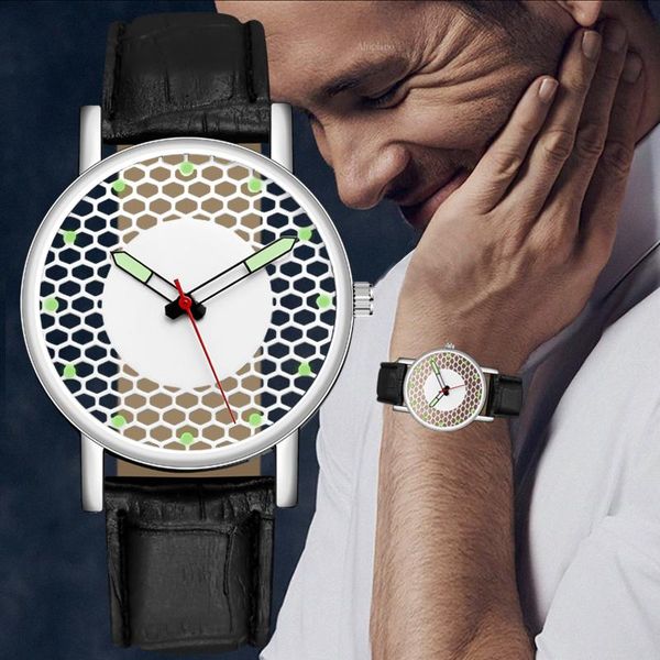 

wristwatches men's luxury watch men transparent hollow grid luminous quartz watches leather strap military mens relogio masculino, Slivery;brown