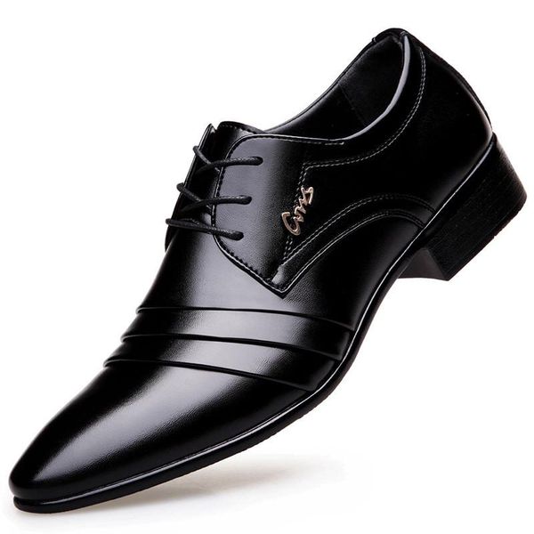 

dress shoes mazefeng 2021 male leather breathable pointed toe men lace-up solid business black flats