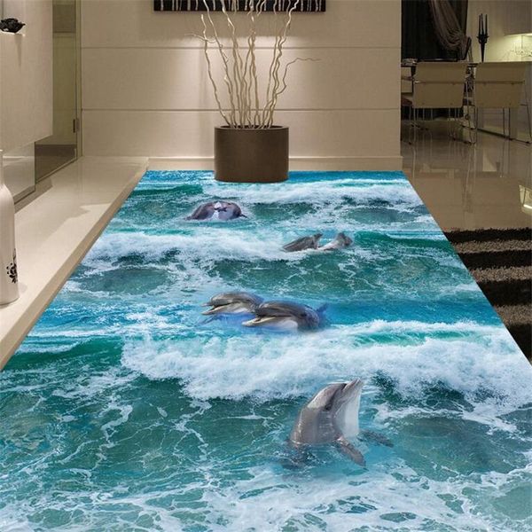 

wallpapers wellyu custom flooring 3d large beach waves living room shopping mall el painting mural tiles papel de parede