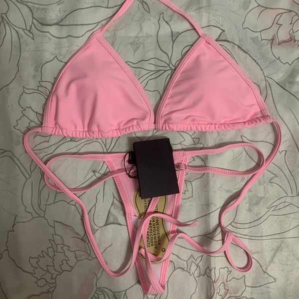 

summer beachwear metal bikinis designer thong biquinis 2021 brand brazilian micro bikini sets two pieces swimsuit pink swimwear with, White;black