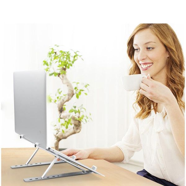 

portable folding lapholder stand for notebook computer pc bracket lifting cooling non-slip aluminum alloy foldable pads