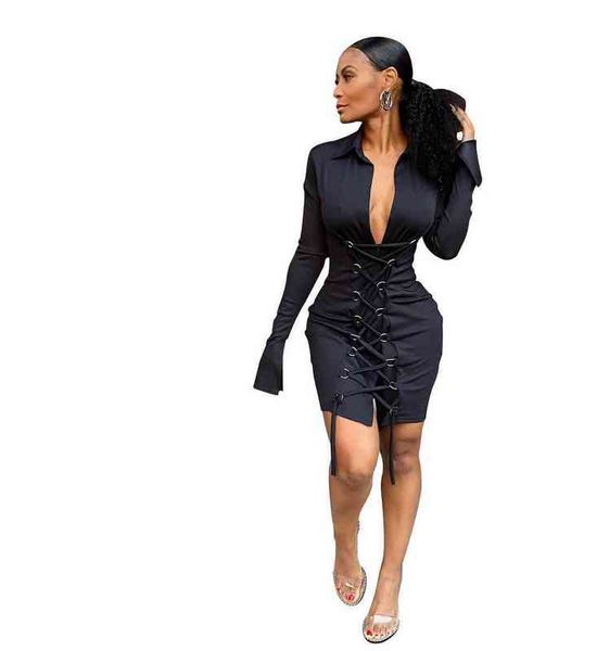 

l708 strap cut out tight long sleeve solid drs skirt, Black