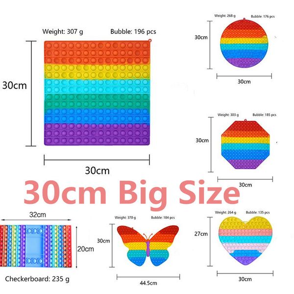 

Giant Push it Fidget Toys Finger Bubbles Sensory Silicone Puzzles Board Kids Fingers Fun Squeezy Squeeze Desk Toy 30CM Penguin Butterfly