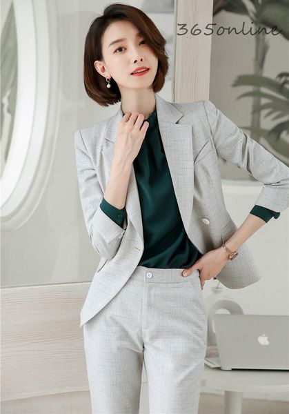 Abiti da donna Blazer Uniformi formali Disegni Tailleur pantalone professionali per donna Abbigliamento da lavoro da ufficio Autunno Inverno Tessuto di alta qualità OL Styl