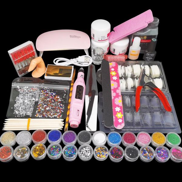 

acrylic full nail kit liquid art decorations all for manicure tools with lamp kits