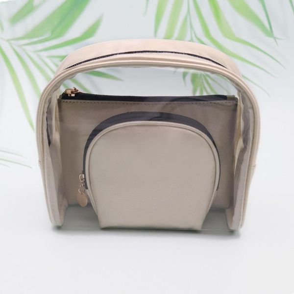 

cosmetic bags & cases cross-border travel wash bag korean waterproof tpu set of three solid color makeup storage customization.