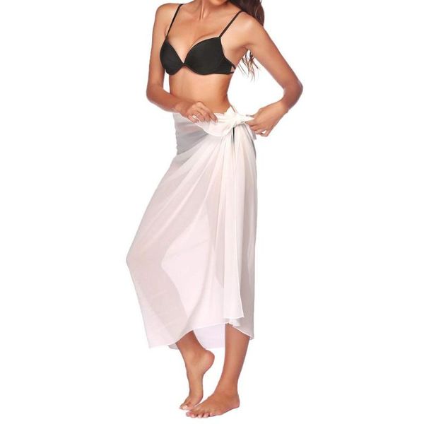

one-piece suits shalong swimsuit blouse beach chiffon wrap dress lace up smock bikini transparent scarf for ladies