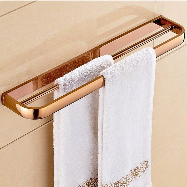 

towel racks luxury rose gold color bathroom holder double bar rack rail wall mounted accessories