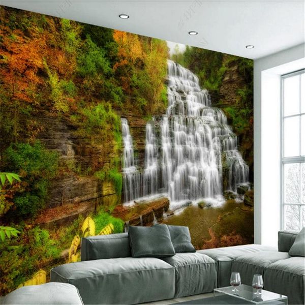 

natural scenery mural wallpaper 3d for living room flowing waterfall tv background wall paper home decor decoration painting wallpapers