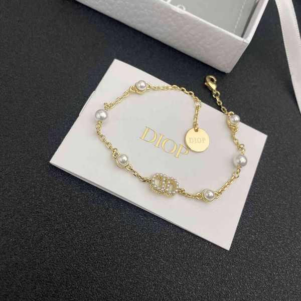 

designer jewelry simple letter pearl gold classic symmetrical round bead chain fashion versatile women's bracelet, Black