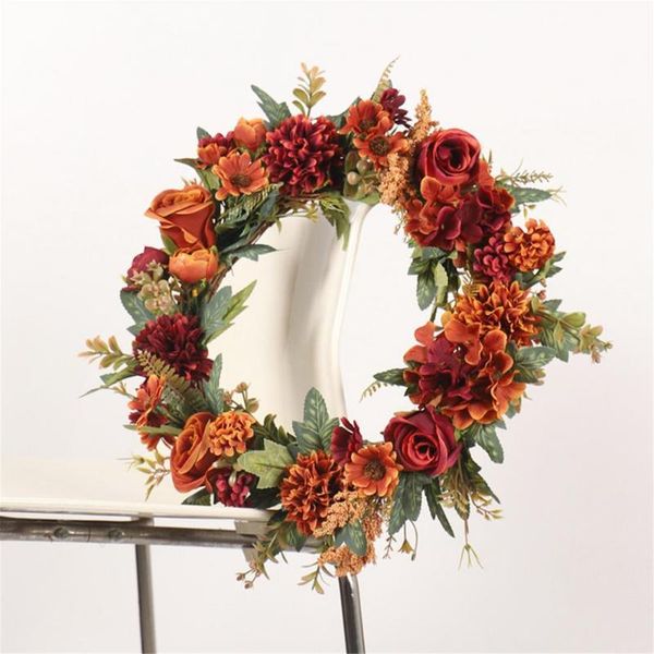 

40cm autumn wreath christmas decoration thanksgiving garland window restaurant home door decorative flowers & wreaths