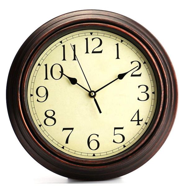 

wall clocks 12-inch round classic clock retro non ticking quartz decorative