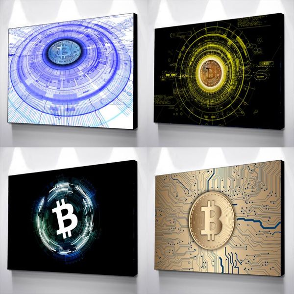 

paintings poster modern art abstract money canvas painting fintech wall printsvirtual currency pictures for living room home decor