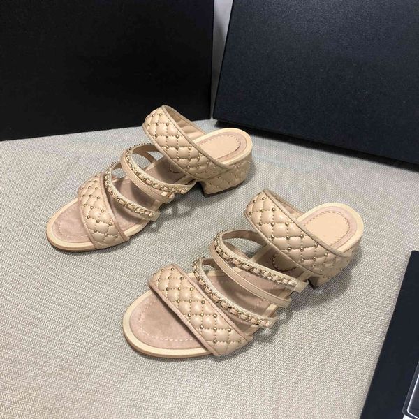 

design women sandals metal chain chunky high heels genuine leather solid elegant mature dress wedding shoes ladies 60% off store online, Black
