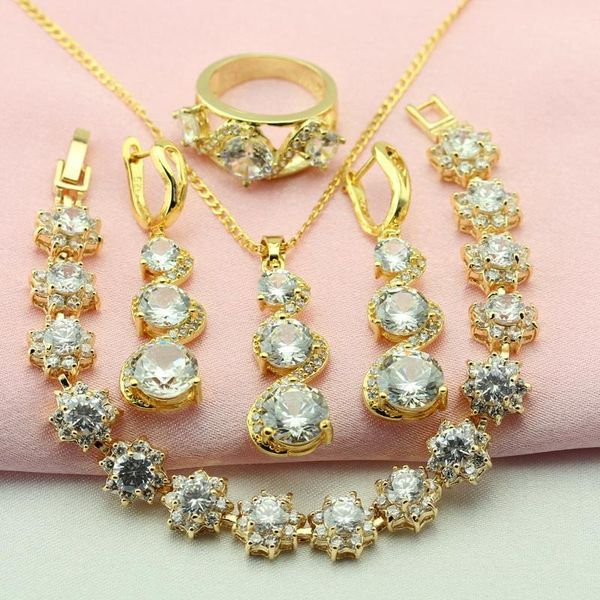 

earrings & necklace and fahsion white gold color women jewelry sets crystal bijouterie brincos pendant ring gift box, Silver