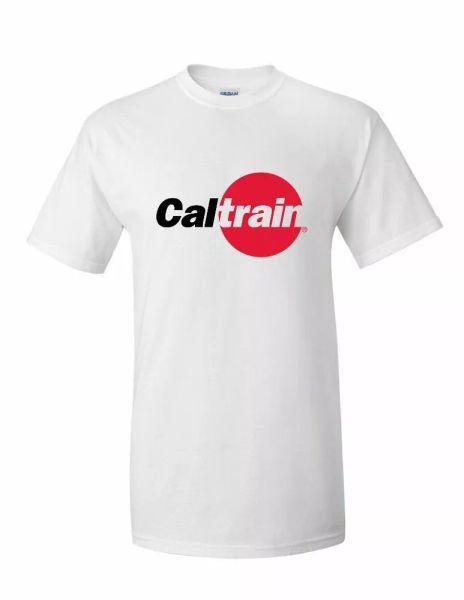 

cal train logo tee commuter rail santa clara san francisco train white t-shirt, White;black