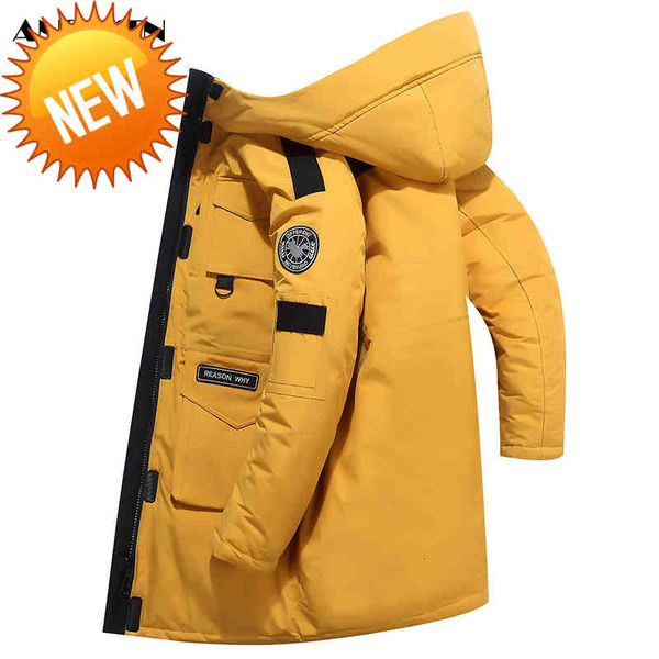 

2021new arrivel down jackets winter jacket men fashion thick warm fur white duck coats casual man waterproof, Black
