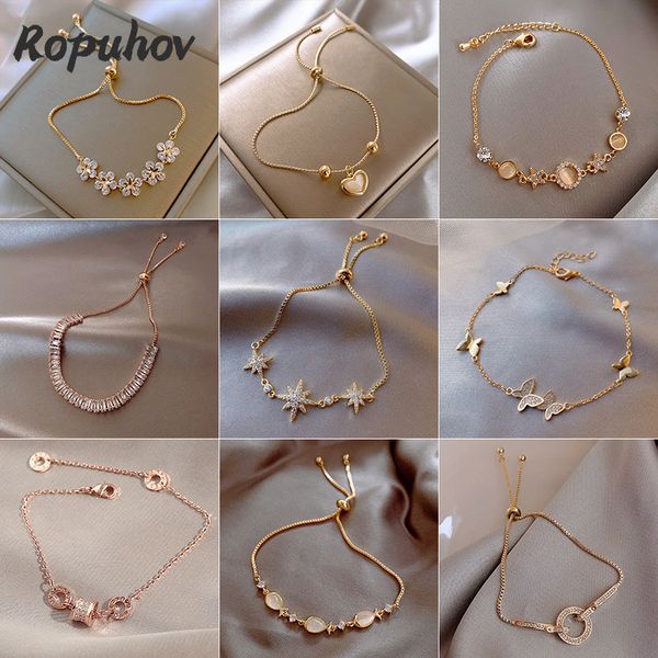 

korean trendy friendship bracelects gift sets for women in a box designer charms for bracelets in bulk, Golden;silver