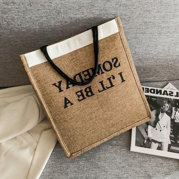 

bag new small foreign and linen women's cotton handbag fresh trade korean printed letter 2020 tkvck
