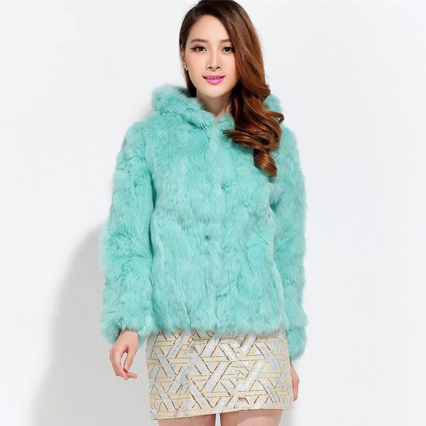 

women's fur & faux 2021 winter long sleeve full pelt coat with a hood slim outerwear, Black