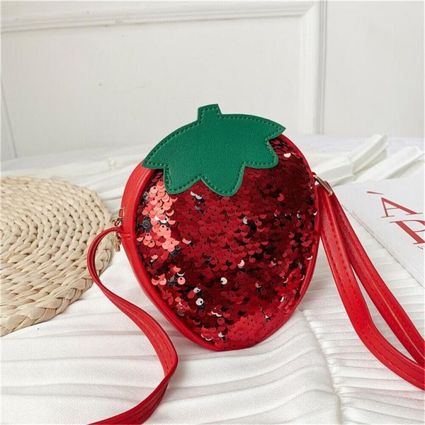 

purse 2021 cute sweet lady women girls handbag wallet satchel bag fruit shoulder crossbody bags sequined zipper coin purses, White