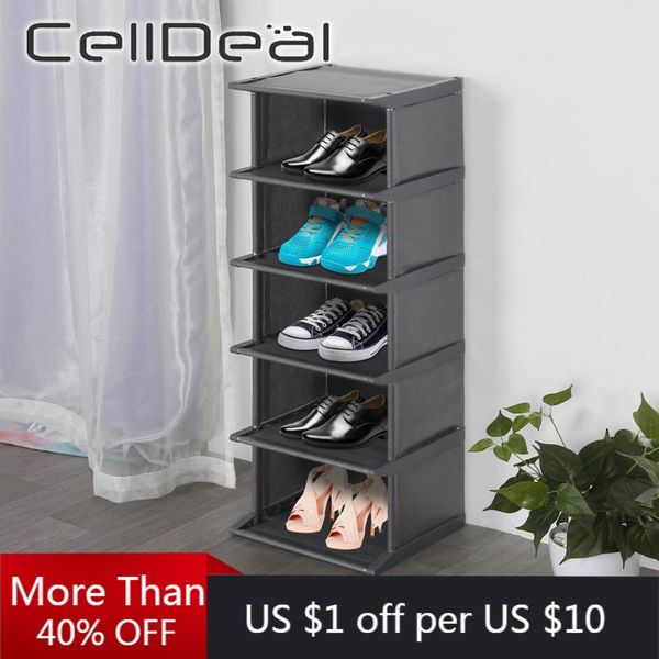 

celldeal 4/6/8 layer useful shoe rack diy easy assembly shoes storage cabinet dustproof moistureproof shelf large capacity clothing & wardro