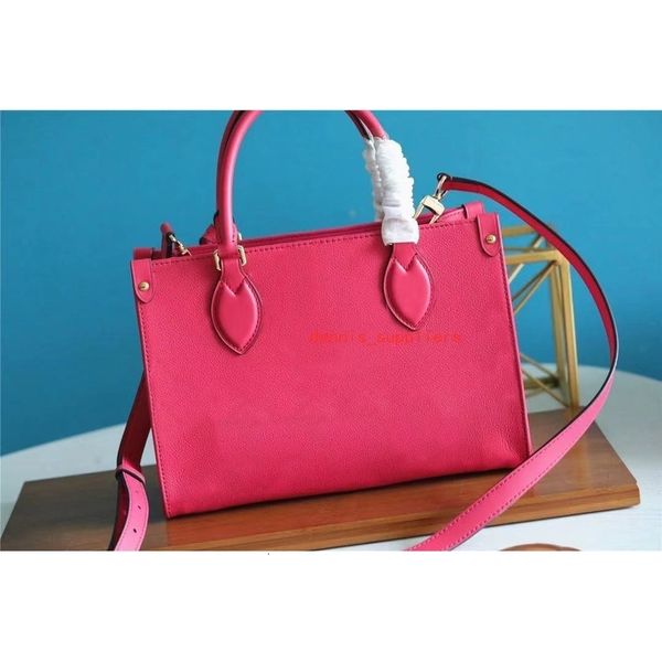 

m45660 exclusive online prelaunch - onthego pm ia pink handbag embossed pattern leather shoulder famous fashion style totes bag, Red;black
