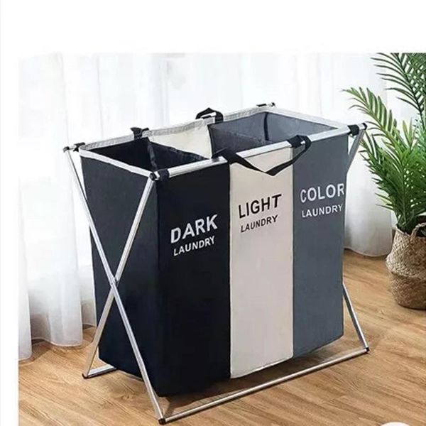 

storage baskets water proof three grid laundry organizer bag dirty hamper collapsible home basket
