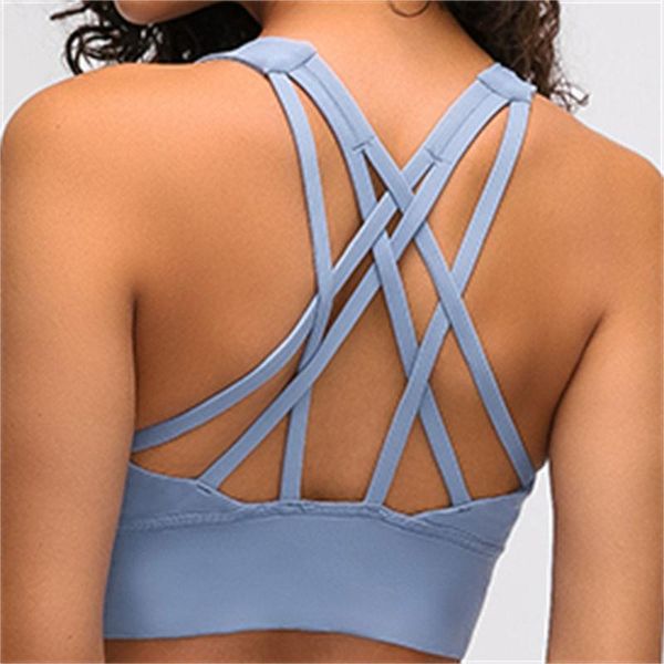 

yoga outfit nepoagym routine cross back sport bra anti-sweat women push up brushed fabric workout soft padded long bras