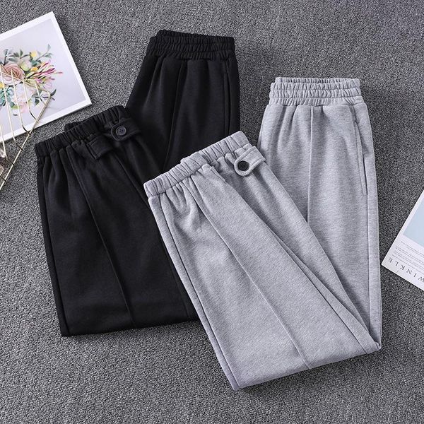 

women's pants & capris sports black loose female high waist woman plus large size boyfriend for clothing panty 2021 trouser d0396, Black;white