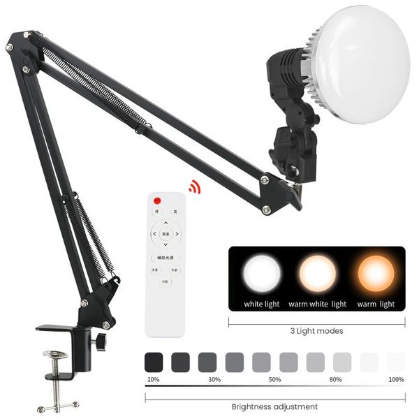 

flash heads dimmable led video light with long arm bracket holder stand selfie profession pography lighting lamp for pographic studio